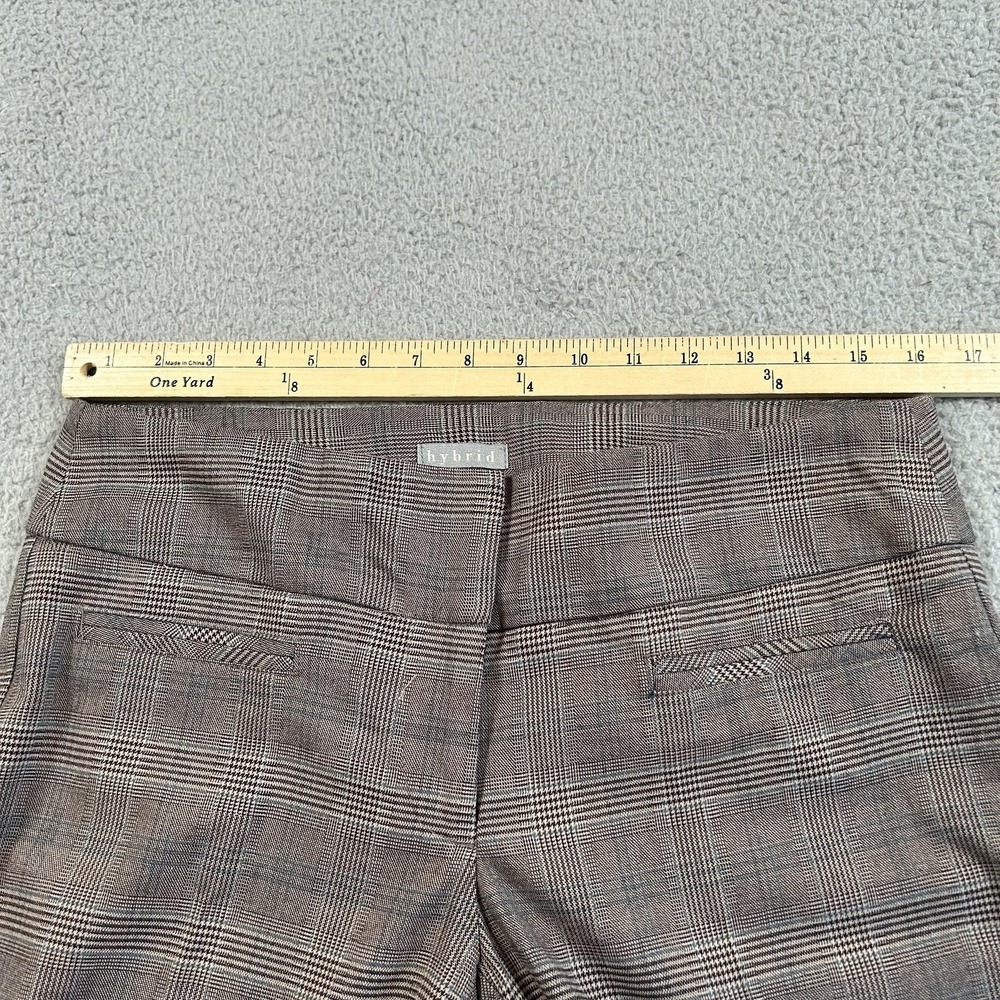 Hybrid Pants Womens 6 Brown Glen Plaid Side Zip Flare Trouser Career Dress Work - Picture 8 of 16